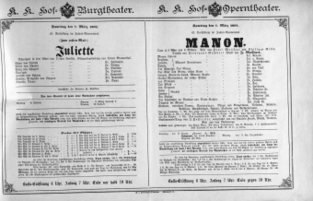 Theaterzettel (Oper und Burgtheater in Wien) 18910307 Seite: 1