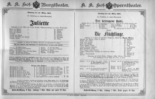 Theaterzettel (Oper und Burgtheater in Wien) 18910310 Seite: 1