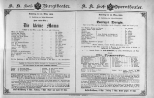 Theaterzettel (Oper und Burgtheater in Wien) 18910314 Seite: 1