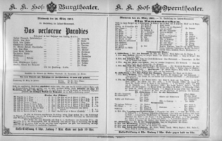 Theaterzettel (Oper und Burgtheater in Wien) 18910318 Seite: 1