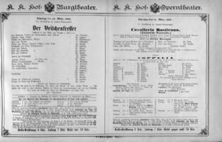 Theaterzettel (Oper und Burgtheater in Wien) 18910331 Seite: 1