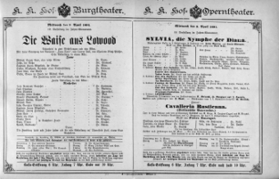 Theaterzettel (Oper und Burgtheater in Wien) 18910408 Seite: 1