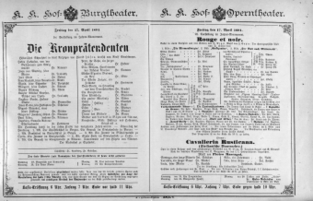Theaterzettel (Oper und Burgtheater in Wien) 18910417 Seite: 1