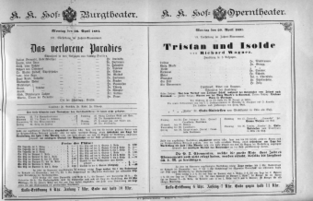 Theaterzettel (Oper und Burgtheater in Wien) 18910420 Seite: 1
