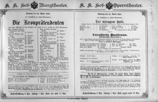 Theaterzettel (Oper und Burgtheater in Wien) 18910421 Seite: 1