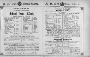 Theaterzettel (Oper und Burgtheater in Wien) 18910430 Seite: 1