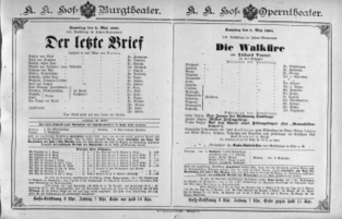 Theaterzettel (Oper und Burgtheater in Wien) 18910502 Seite: 1