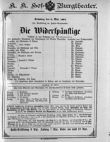 Theaterzettel (Oper und Burgtheater in Wien) 18910503 Seite: 1