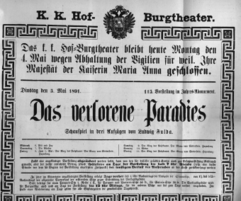Theaterzettel (Oper und Burgtheater in Wien) 18910504 Seite: 1