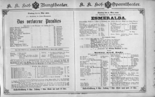 Theaterzettel (Oper und Burgtheater in Wien) 18910505 Seite: 1