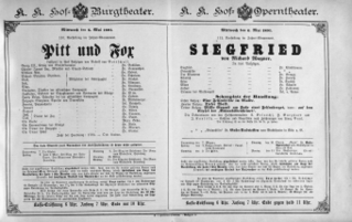 Theaterzettel (Oper und Burgtheater in Wien) 18910506 Seite: 1