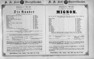 Theaterzettel (Oper und Burgtheater in Wien) 18910507 Seite: 1