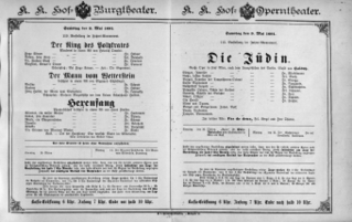 Theaterzettel (Oper und Burgtheater in Wien) 18910509 Seite: 1