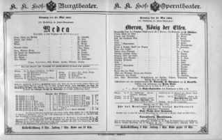 Theaterzettel (Oper und Burgtheater in Wien) 18910510 Seite: 1