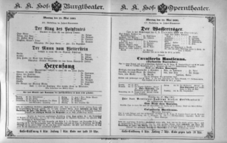 Theaterzettel (Oper und Burgtheater in Wien) 18910511 Seite: 1