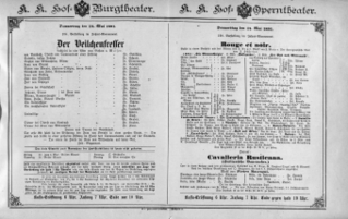 Theaterzettel (Oper und Burgtheater in Wien) 18910514 Seite: 1