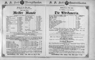Theaterzettel (Oper und Burgtheater in Wien) 18910515 Seite: 1