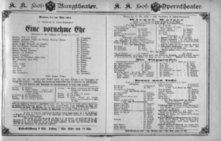 Theaterzettel (Oper und Burgtheater in Wien) 18910518 Seite: 1