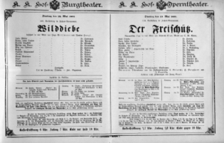 Theaterzettel (Oper und Burgtheater in Wien) 18910519 Seite: 1