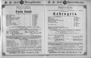 Theaterzettel (Oper und Burgtheater in Wien) 18910520 Seite: 1