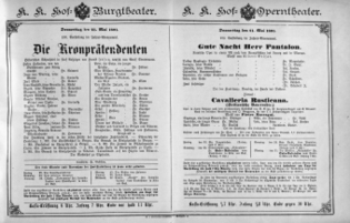 Theaterzettel (Oper und Burgtheater in Wien) 18910521 Seite: 1