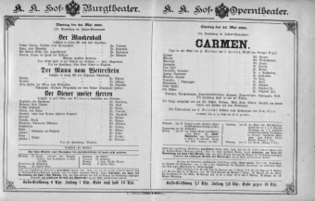 Theaterzettel (Oper und Burgtheater in Wien) 18910526 Seite: 1