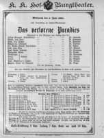 Theaterzettel (Oper und Burgtheater in Wien) 18910603 Seite: 1