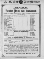 Theaterzettel (Oper und Burgtheater in Wien) 18910605 Seite: 1