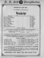 Theaterzettel (Oper und Burgtheater in Wien) 18910606 Seite: 1