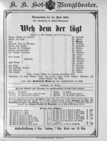 Theaterzettel (Oper und Burgtheater in Wien) 18910611 Seite: 1