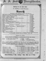 Theaterzettel (Oper und Burgtheater in Wien) 18910612 Seite: 1