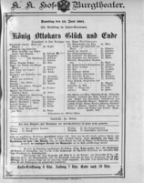 Theaterzettel (Oper und Burgtheater in Wien) 18910613 Seite: 1