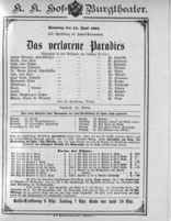 Theaterzettel (Oper und Burgtheater in Wien) 18910614 Seite: 1