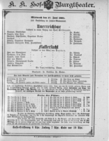 Theaterzettel (Oper und Burgtheater in Wien) 18910617 Seite: 1