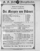 Theaterzettel (Oper und Burgtheater in Wien) 18910623 Seite: 1