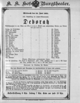 Theaterzettel (Oper und Burgtheater in Wien) 18910624 Seite: 1