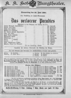 Theaterzettel (Oper und Burgtheater in Wien) 18910625 Seite: 1