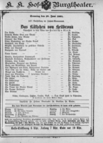 Theaterzettel (Oper und Burgtheater in Wien) 18910628 Seite: 1