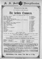 Theaterzettel (Oper und Burgtheater in Wien) 18910630 Seite: 1
