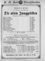 Theaterzettel (Oper und Burgtheater in Wien) 18910711 Seite: 1