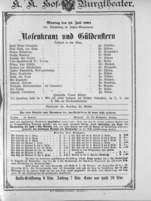 Theaterzettel (Oper und Burgtheater in Wien) 18910713 Seite: 1