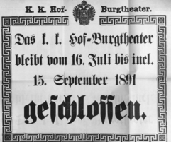 Theaterzettel (Oper und Burgtheater in Wien) 18910716 Seite: 1
