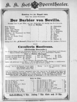 Theaterzettel (Oper und Burgtheater in Wien) 18910815 Seite: 1
