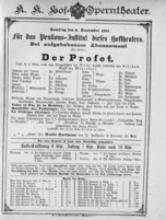 Theaterzettel (Oper und Burgtheater in Wien) 18910905 Seite: 1