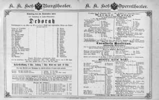 Theaterzettel (Oper und Burgtheater in Wien) 18910919 Seite: 1