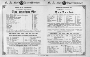 Theaterzettel (Oper und Burgtheater in Wien) 18910920 Seite: 1
