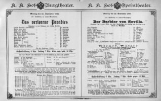 Theaterzettel (Oper und Burgtheater in Wien) 18910921 Seite: 1
