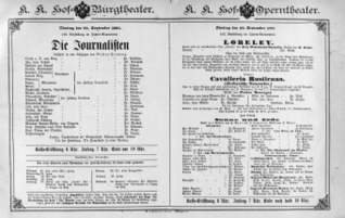 Theaterzettel (Oper und Burgtheater in Wien) 18910922 Seite: 1