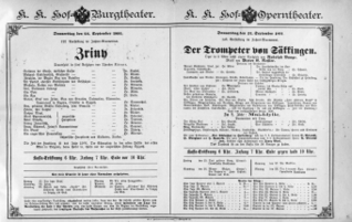 Theaterzettel (Oper und Burgtheater in Wien) 18910924 Seite: 1