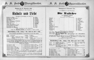 Theaterzettel (Oper und Burgtheater in Wien) 18910927 Seite: 1